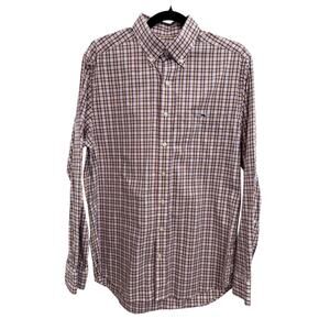Mens Vineyard Vines Slim Fit Tucker Shirt Blue Pink Green White Plaid M Cotton